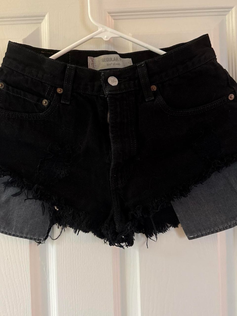Levi's Black Distressed Frayed Hem Jean Shorts